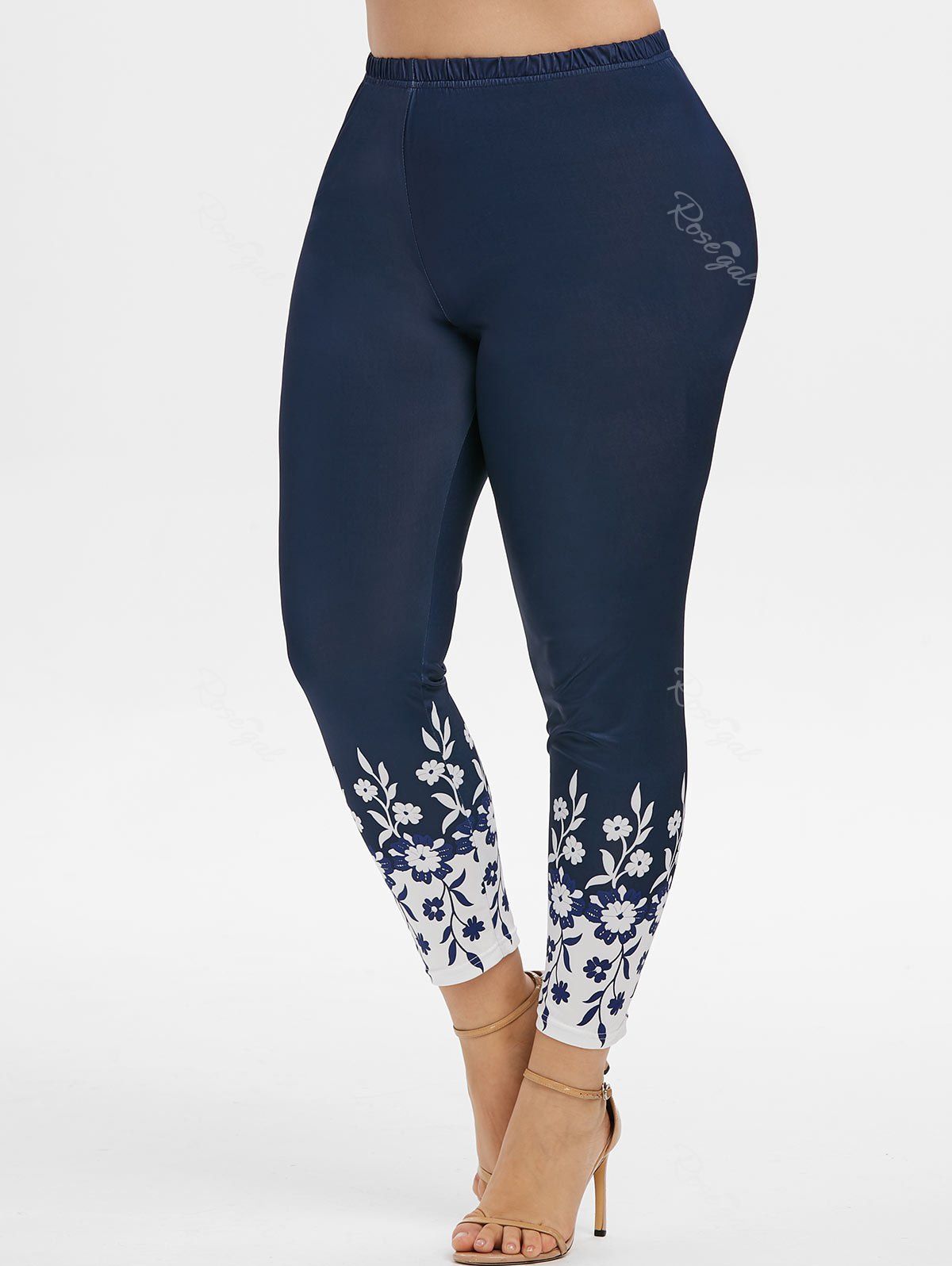 Outfits High Waisted Flower Plus Size Leggings  