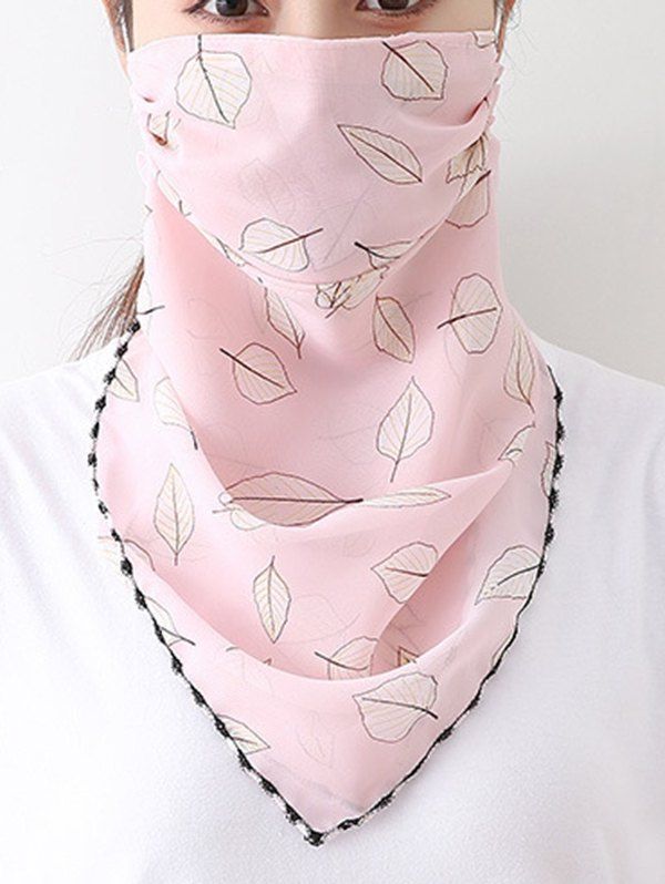 

Leaf Printed Outdoor Mask Scarf, Pink