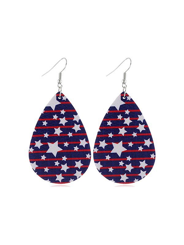 

Flag Print Star Water Drop Earrings, Multi-a