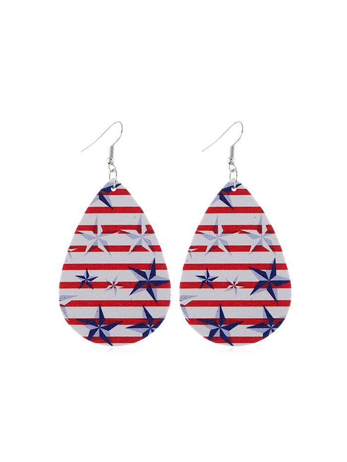 

Flag Print Star Water Drop Earrings, Multi-e