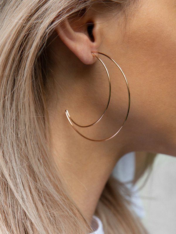 

Crescent Moon Shape Hollow Stud Earrings, Rose gold