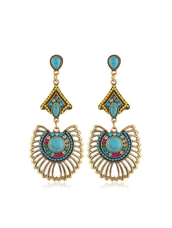 

Hollow Out Turquoise Rhinestone Drop Earrings, Multi