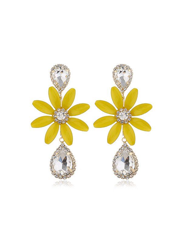 

Rhinestone Teardrop Floral Long Drop Earrings, Yellow