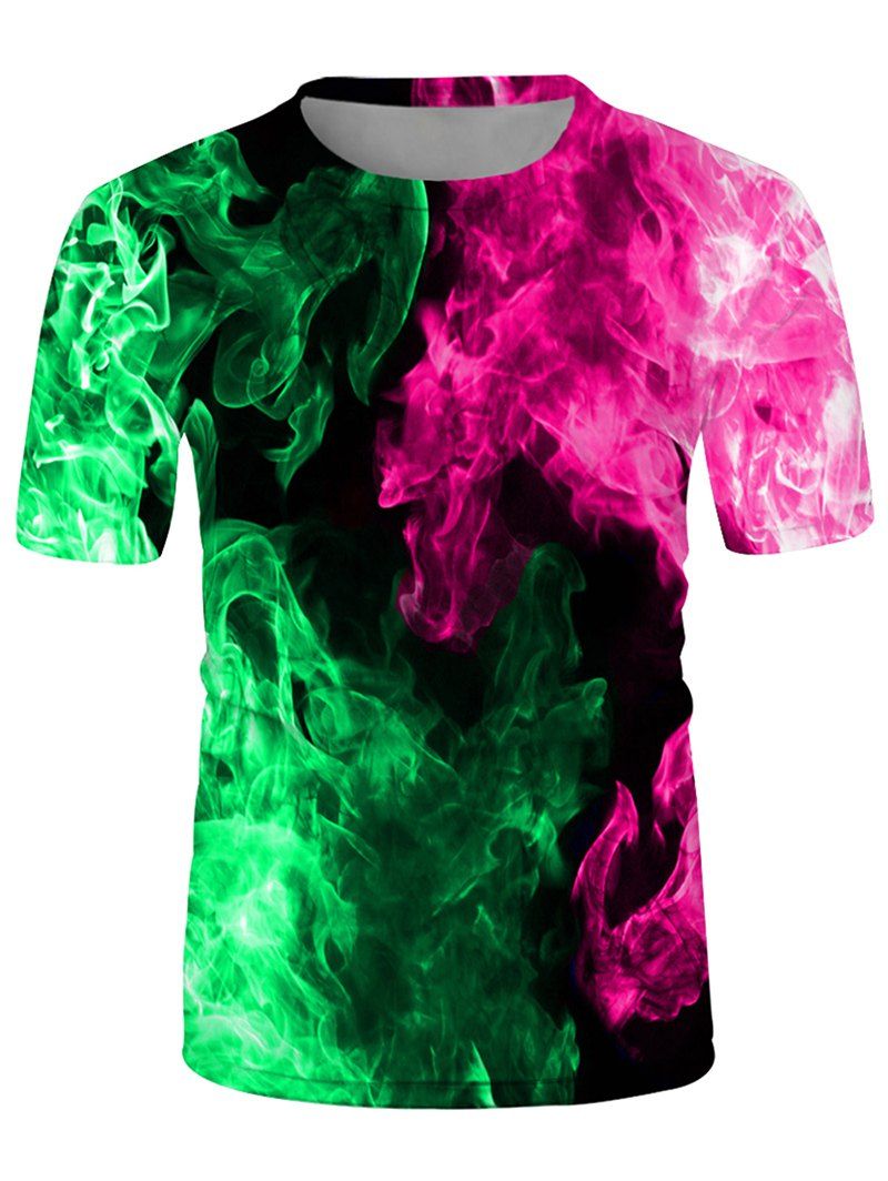 

Fire Print Crew Neck Short Sleeve Tee, Multi-a