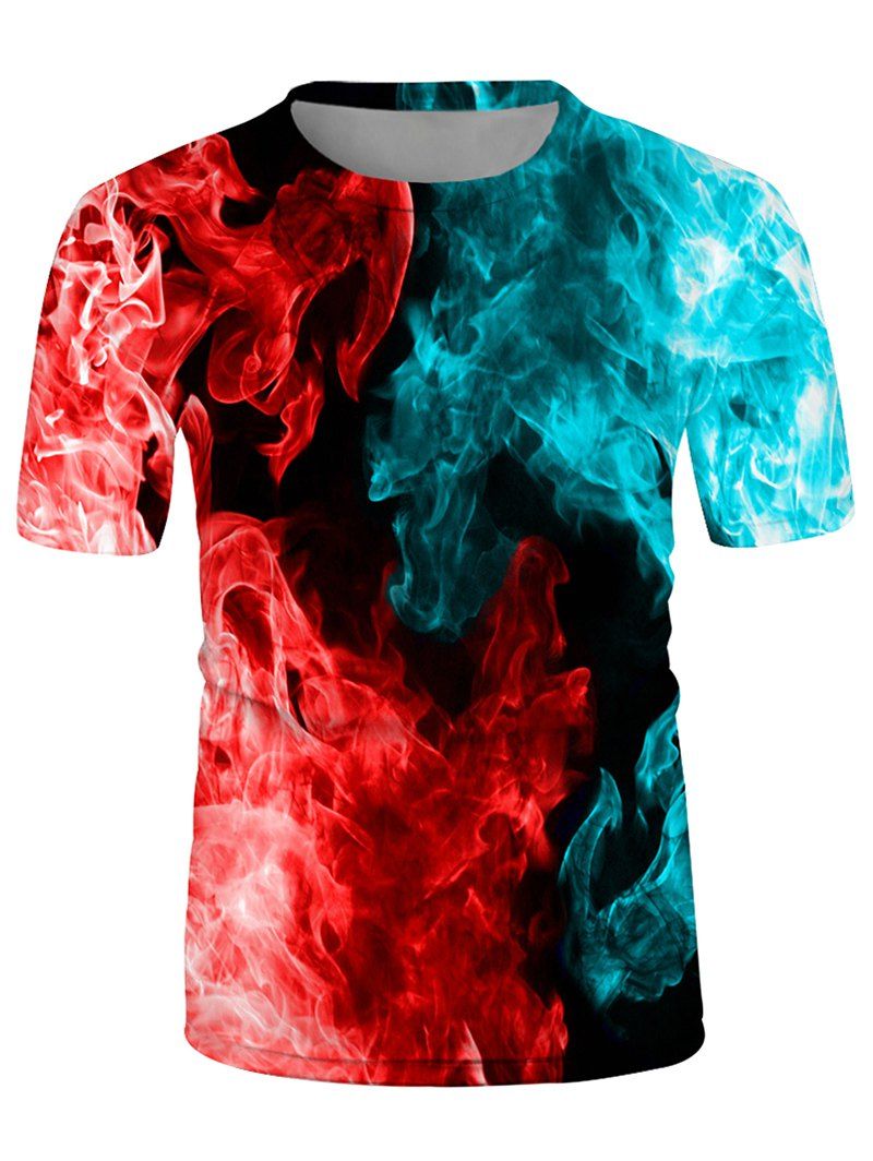 

Fire Print Crew Neck Short Sleeve Tee, Multi-b