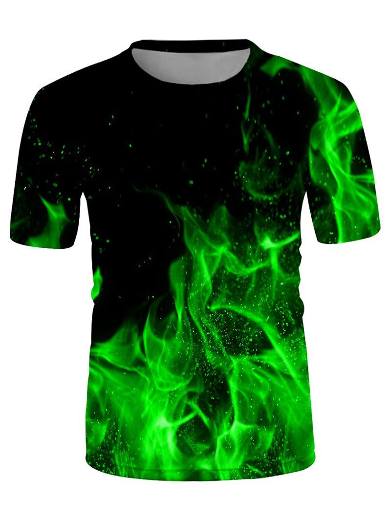 

Fire Print Crew Neck Short Sleeve T Shirt, Multi-b