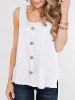 Textured High Low Slit Buttoned Tank Top -  