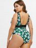 Plus Size 1950s Fishnet Insert Daisy Print One-piece Swimsuit -  