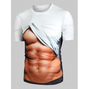 

Naked Belly 3D Print Round Neck T-shirt, White