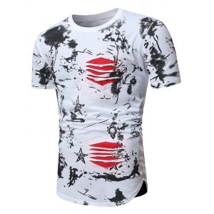 

Tie Dye Stars Print Ripped T-shirt, White