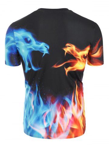

Fire and Ice Dragon Graphic Basic T-shirt, Black