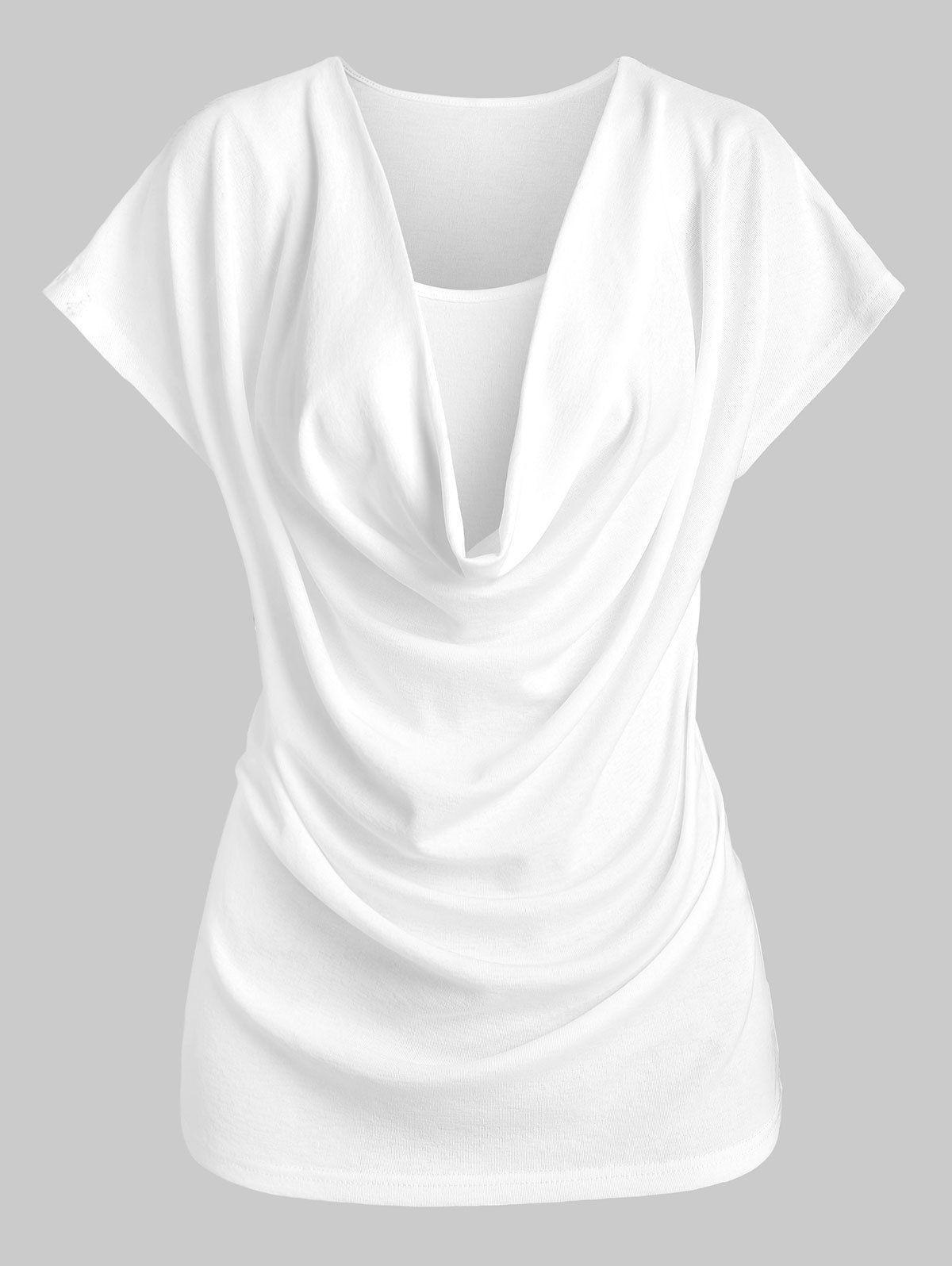 

Cowl Neck Plain T-shirt and Cami Top, White