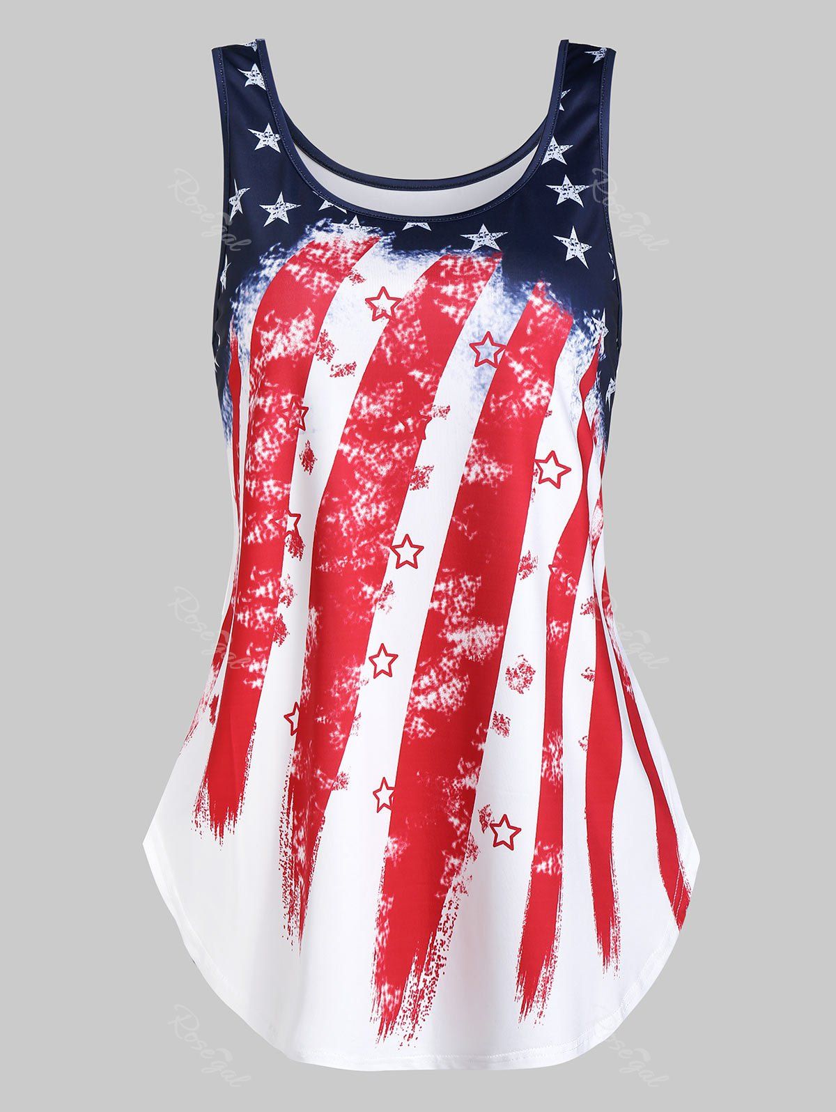 Outfit American Flag Print Curved Hem Patriotic Tank Top  