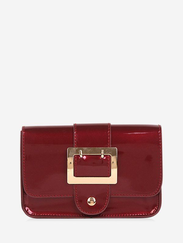 

Square Buckled Flap Chain Crossbody Bag, Red