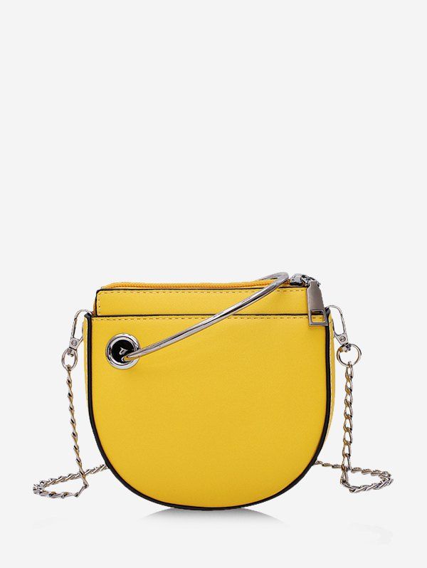 

Ring Handle Mini Chain Crossbody Bag, Bright yellow