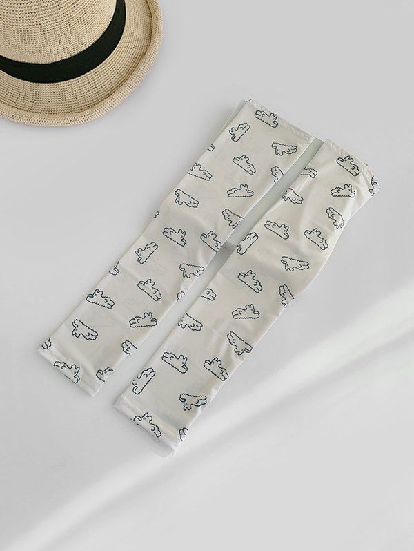 

Printed Cartoon Animal Outdoor Arm Sleeves Gloves, Warm white