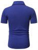 T-shirt Décontracté Manches Courtes à Demi-Bouton - Bleu Cobalt S
