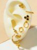 Cross Floral Stud And Ear Cuff Earring Set -  