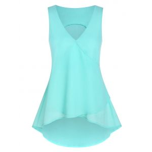 

V Neck High Low Surplice Tank Top, Light slate