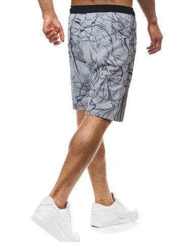 

Irregular Print Drawstring Shorts, Gray