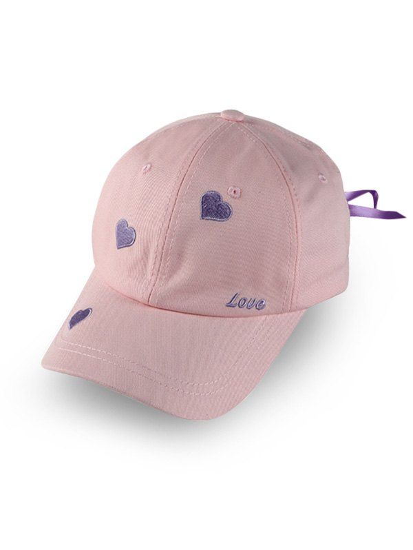 

Heart Letter Embroidery Baseball Hat, Pink