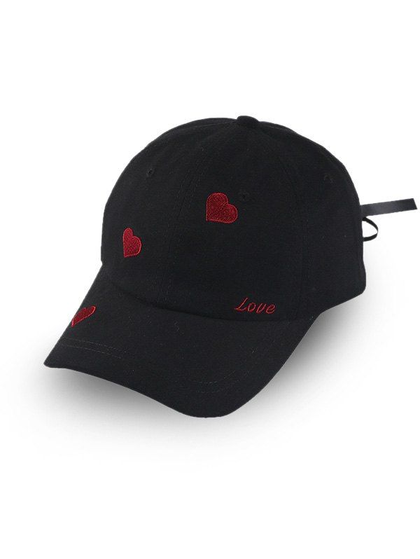 

Heart Letter Embroidery Baseball Hat, Black