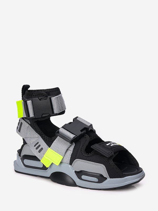 

Colorblock Buckle Strap High Top Sport Sandals, Gray
