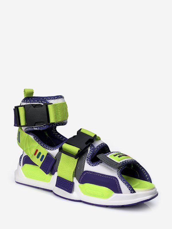 

Colorblock Buckle Strap High Top Sport Sandals, Green