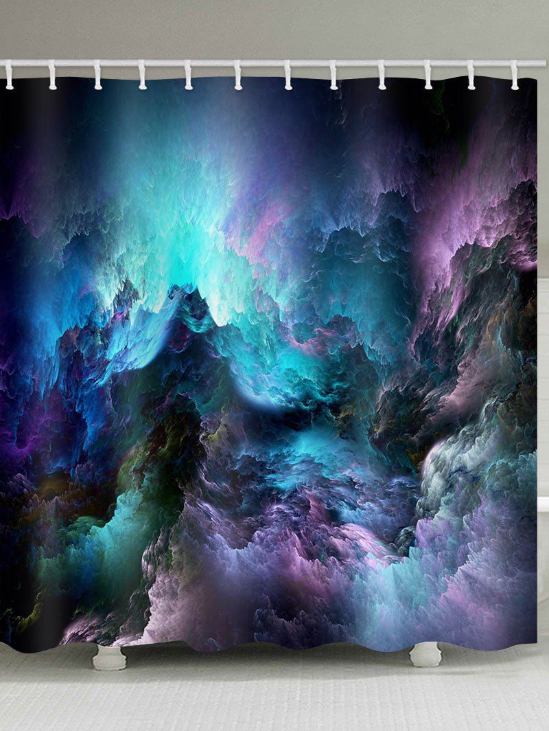 

Galaxy Clouds Print Waterproof Bathroom Shower Curtain, Multi