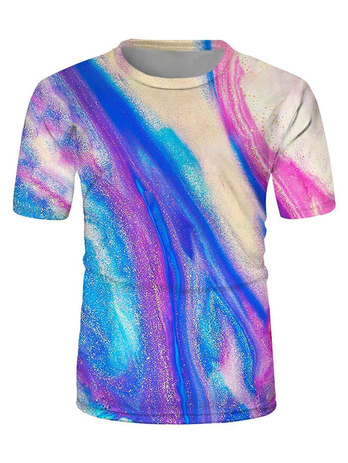 

Colorful Drift Sand Print Crew Neck Casual T Shirt, Multi