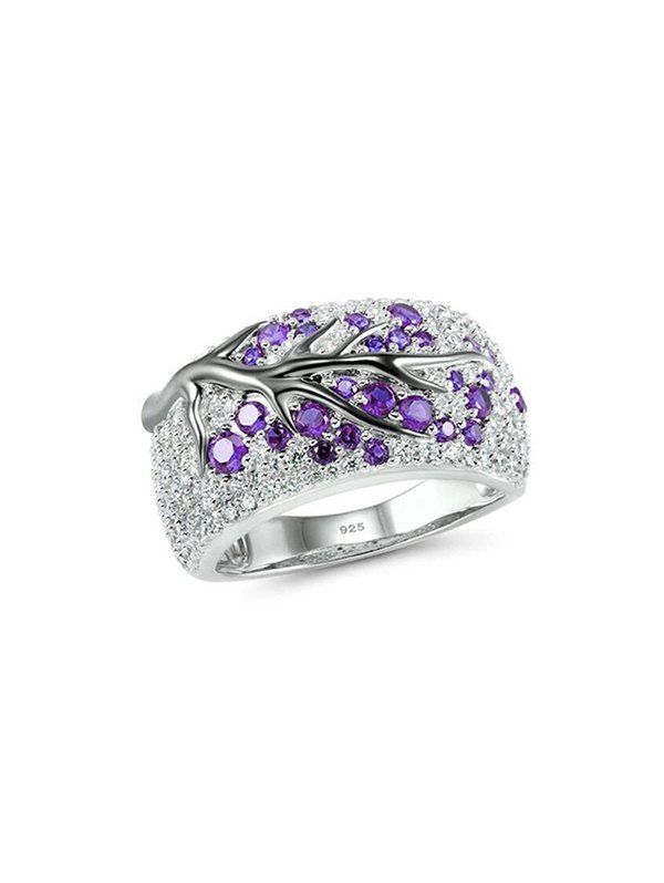 

Carved Branches Creative Rhinestone Ring, Violet