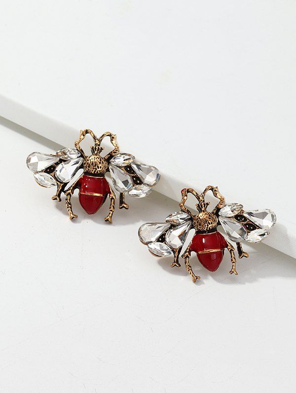 

Faux Gemstone Bee Stud Earrings, Gold