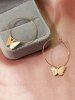Butterfly Pendant Alloy Hoop Earrings -  