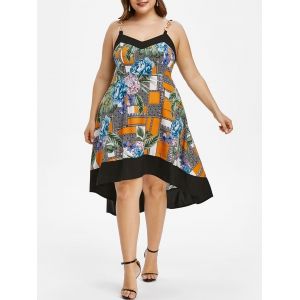 

Plus Size Floral Print High Low Midi Dress, Multi