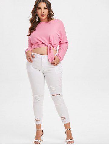 

Plus Size Skinny Stretchy Ripped Jeans, White