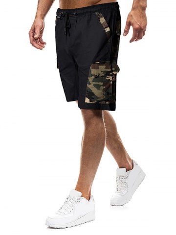

Camouflage Print Flap Pocket Casual Shorts, Black