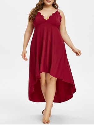 Plus Size High Low Scalloped Maxi Party Dress
