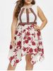 Plus Size Handkerchief Cutout Floral Print Dress -  