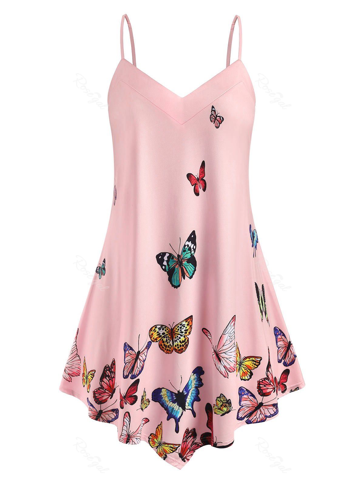 Store Plus Size Butterfly Print Swing Cami Top  