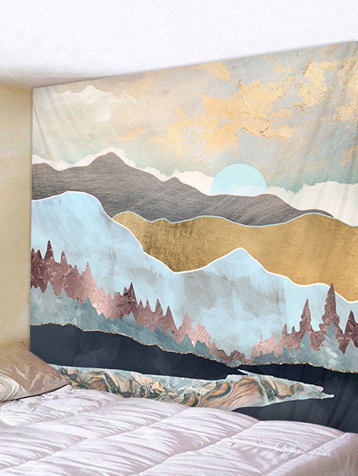 

Japanese Style Mountain Printing Tapestry, Sea blue
