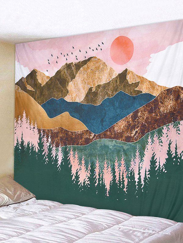 

Sunset Hills Print Wall Hanging Tapestry, Pink rose