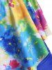 Plus Size Overlay Tie Dye Planet Print Tankini Swimwear -  