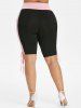 Plus Size Two Tone Cinched Shorts -  