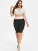Plus Size Two Tone Cinched Shorts -  