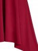 Maxi Robe de Soirée Festonnée Haute Basse de Grande Taille - Rouge Vineux L