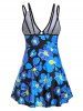 Plus Size Floral Print Cutout Modest Tankini Swimwear -  