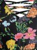 Plus Size Floral Print Crisscross Peplum Tankini Swimwear -  