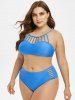 Plus Size Lattice High Rise Bikini Swimwear -  
