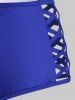 Maillot de Bain Tankini Teinté Découpé de Grande Taille à Volants - Bleu 4X