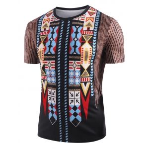 

Aztec Graphic Print Round Neck T-shirt, Black